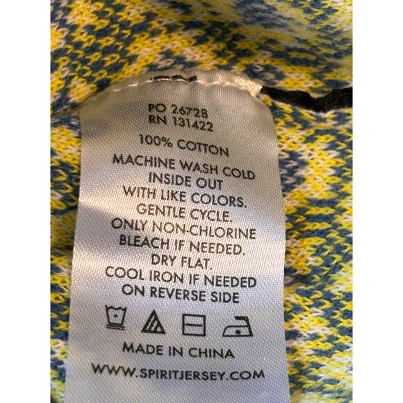 Spirit Jersey NY Sweater Blue Yellow Zebra Leopard Print 100% Cotton M - Picture 6 of 8